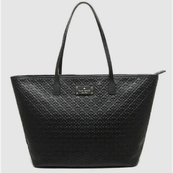 kate spade Handbags - Kate Spade Embossed Black Leather Large Bag Tote 